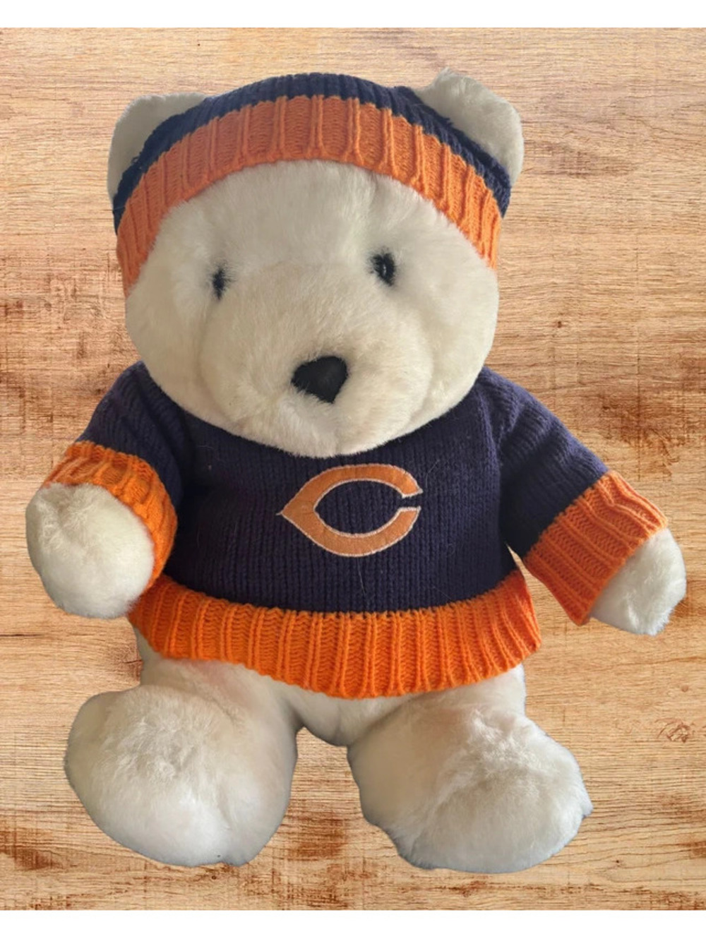 Vintage Chosun Chicago Bears 16" White Plush Bear NFL Early 80s